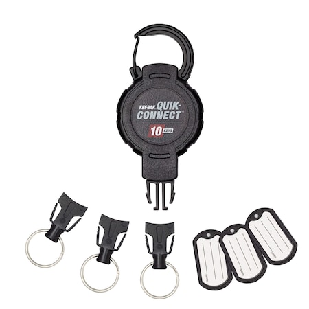 10-KEY Capacity Retratractable Keychain 3 Interchangeable Key Rings CARABINER Attachment, 36 Reach